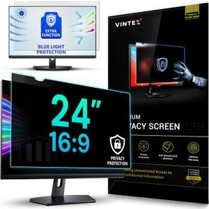 VINTEZ 24 Inch 16:9 Privacy Screen for Computer Monitor and Laptop - Anti Glare Protector Film Blue Light Filter Eye Protection - Computer Screen Privacy Shield, [1 Pack]