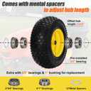 2Pcs 16x6.50-8 Tire and Wheel, 4 Ply Tubeless Lawn Mower Tires 16x6.50-8, Universal Fit Front Wheels 16x6.50x8 Lawn Tractor Tires, 3" Offset Hub, 3/4" 5/8" Bearings, 615lbs Capacity