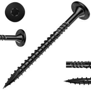 250Pcs Black Star Drive Wood Screws 2-7/8 inch - Rust Resistant Timber Deck Screws for Landscaping, Log & Timber Wood - Heavy-Duty Outdoor Fasteners (#14 x 2-7/8" Black)
