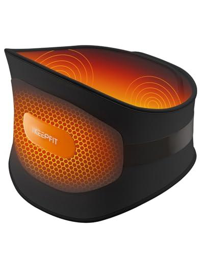 IKEEPFIT Portable Heating Pad for Back, Cordless Wearable Heat Belt with Massager for Lower Back Pain Relief, Battery Powered 8000 mAh Rechargeable, MAXwarm® 3.0, Gift for Women Men 90-310 lbs