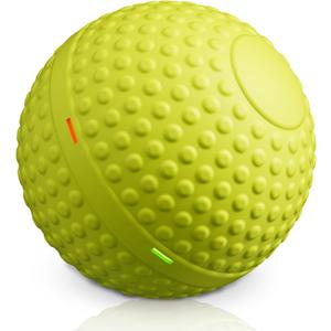 SNOYWEN Chew Resistant Smart Interactive Dog Balls, Durable Food-Grade Rubber Material, Automatic Moving, Bouncing, Rotating Toy with Light for Medium, Large Dogs, IPX7 Waterproof (Yellow)