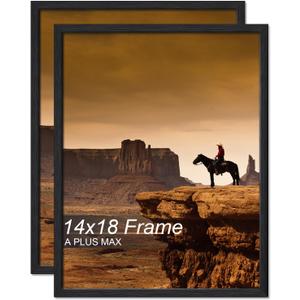 A PLUS MAX 14x18 Picture Frame Set of 2 Black Light Weight Wall Mount