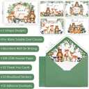 Yuzioey Woodland Thank You Cards, 4x6 Forest Animals Thank You Notes with Matching Envelopes & Stickers, Greenery Notecards, Woodland Baby Shower Birthday Thank You Cards (50PCS)