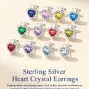Suplight 925 Sterling Silver Birthstone Earrings Stud Round/Heart/Teardrop/Square Crystal Earrings for Women, Diamond Silver Earrings Dainty Gifts for Women Birthday Unique Minimalist Jewelry (style b-11. heart-November(Created Citrine))