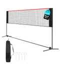 OLIXIS Portable Badminton Net, 2-5 FT Height Adjustable Volleyball Badminton Pickball Net with Carry Bag, Backyard Game Indoor Outdoor Use, 14FT Wide, Red