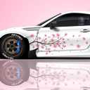 2-Piece Sakura Car Decal Set for Side Doors, Cherry Blossom Vinyl Graphics for Cars, SUVs, Trucks & Vans, Waterproof Fade-Resistant Floral Stickers, Left/Right Pair