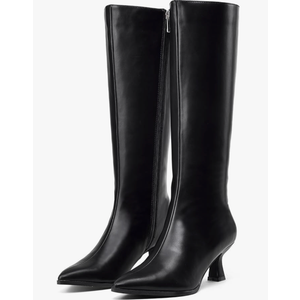 Women's Knee High Pointed Toe Tall Boots (Black, 8)