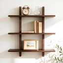 Floating Shelves for Wall 28 inch x 31.5 inch 3-Tier Wall Mounted Floating Shelf Heavy Duty Solid Pine Wood Wall Shelving for Home Living Room, Coffee Bar, Book Storage, Kitchen Decor
