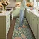Color&Geometry Floral Kitchen Mat 24"x87", Anti Fatigue Kitchen Mats for Floor, Kitchen Rugs Non Slip, Waterproof & Oil Proof Padded Runner for Standing Desk Office, Sink - Dusty Blue, 87"l X 24"w X 0.4"th