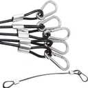 5 pcs 12 inch Vinyl Cover Coated Stainless Steel Wire Rope Lanyard Cable Tether Safety Strap with Hooks and 2 Loops (4mm Thickness), Black