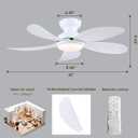 PHORUS 42" White Low Profile Ceiling Fans with Lights and Remote, Small Modern Flush Mount Ceiling Fans with Quiet Reversible DC Motor, Dimmable 3 Colors 6 Speeds