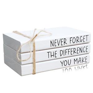 RUKEJUNE Farmhouse Wooden Office Desk Decor - Cute Decorative Books for Shelf Decoration - Inspirational Gifts for Women Men - Never Forget The Difference You Make Sign