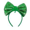 4 x St. Patrick's Day Shamrock Bow Headband for Women Girls Glitter Green Clover Leaf Headband Hair Band Irish Saint Patrick Party Festival Parade Accessories (Green)