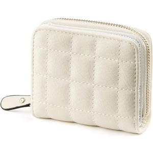 uxcell Small Short Paragraph Zipper Coin Wallets with Card Holder for Lady Small White