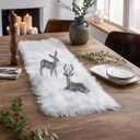 Table Runner, Thanksgiving Modern Small White Fur Table Runners for Party Birthday Christmas Friendsgiving Wedding Dinning Table, Decorative Rug Luxury Faux Fur Runner for Table(11.8x31.5inch)