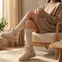 FINIWOR Snow Boots for Women Waterproof, Warm Fur Lined Mini Womens Boots Winter, Fall Ankle Boots Platform Non-slip (Brown)