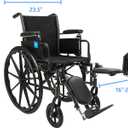 Medline 16 Foldable K3 Wheelchair with Swing-Back Desk-Length Arms & Elevating Legrests, 300 lbs. Capacity, Transport Chair for Adults & Seniors,Black