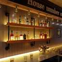 Bar Shelves, Wall Mounted Wine Rack, Walnut Brown, 60 Inch