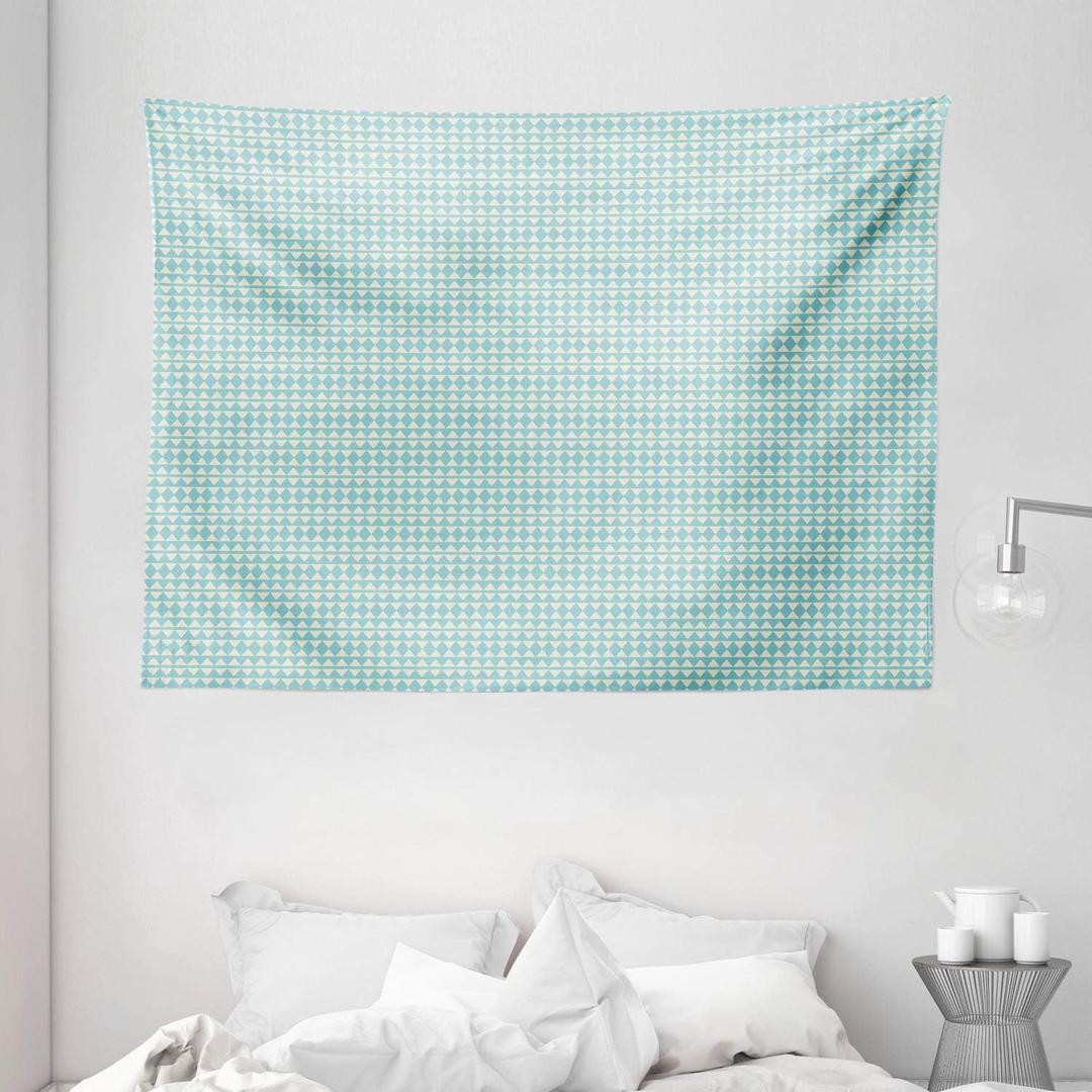 Ambesonne Geometric Tapestry, Rhythmic Horizontal Tribal Chevron Style Design Art Illustration Pattern, Wide Wall Hanging for Bedroom Living Room Dorm, 80" X 60", Seafoam and Cream