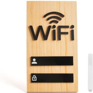 WIFI Sign, Solid Wood Table or Wall WIFI Password Sign for Home Guest Room Business, Magnet Aesthetic Primitive Rewrite WIFI Board Decor for Airbnb (Raw Pine Wood)