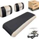 10L0L Golf Cart Seat Covers for Yamaha G2 G8 G9 G16 G19 G22 & Club Car DS Pre-2000 EZGO Marathon, Front Seat Cover, Washable Breathable Polyester Mesh Cloth, Warm in Winter & Cool in Summer (Black/Beige)