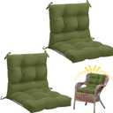 Marsui 2 Pcs Outdoor Indoor High Back Chair Cushions Patio Furniture Tufted Pillow with Ties Water-Resistant Replacement Outdoor Rocking Chair Cushions, 42 x 21 Inches (Moss Green,Solid Color)