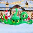 12FT Christmas Inflatables Green Octopus with Santa and Gift Box, Christmas Blow up Yard Decoration Inflatable Deer Built-in 8 LED for Christmas Decorations Outdoor Indoor Xmas Gifts