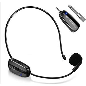 Wireless Microphone Headset, 2.4GHz Cordless Head Mic, USB-C Charging Microphones, 165ft Range, for Voice Amplifier Speaker Pa System Teaching Tour Guides Conference Yoga Dance Fitness Instructor