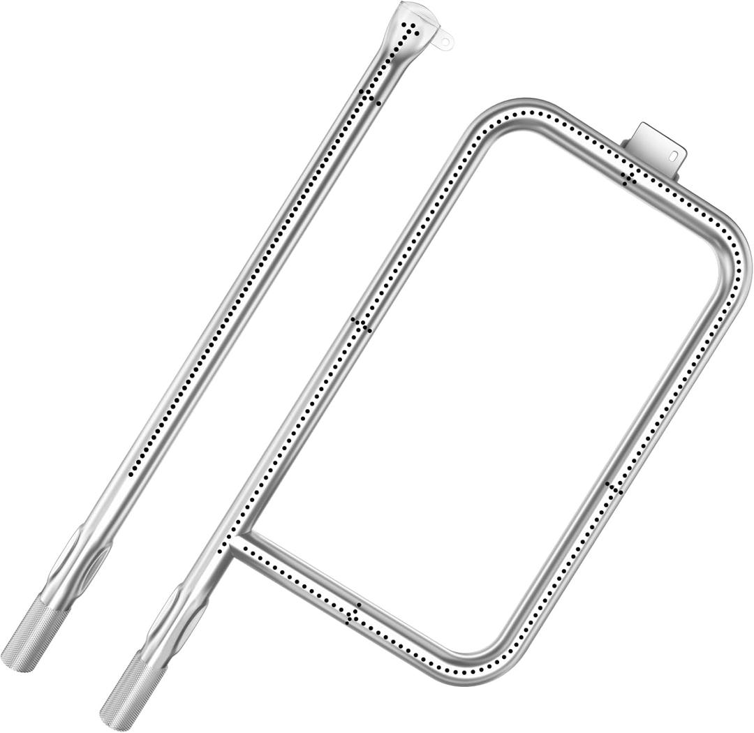Hisencn 65032 Grill Burner Tube for Weber Q3200, Q3000, Q320, Q300, 57060001, 404341, 586002 Gas Grills, 304 Stainless Steel, Grill Burner Replacement for Weber Q Series 60036, 80385, 13122