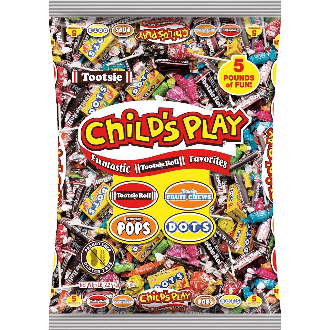 Tootsie Roll Child's Play Candy Favorites - Made in USA - 5 Pounds of Individually Wrapped Party Candy - Funtastic Variety Mix Bag - Peanut Free, Gluten Free (5 Pounds) (80 Ounce (Pack of 1))