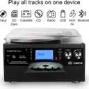 DIGITNOW 9-in-1 Record Player with Stereo Speaker, 3-Speed Turntable for Vinyl, CD/Cassette Player, Bluetooth, USB/SD Playback, AM/FM Radio, Aux-in, Remote Control (Black)