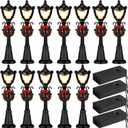 Treela Christmas Lamp Post Village Accessories Mini Street Lamp Dollhouse Streetlight Models Miniature Xmas Village Pathway Lantern Gifts for DIY Micro Landscape Garden Accessories(12 Pcs,Simple)