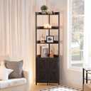 HOOBRO Corner Shelf with Storage, Tall Corner Storage Cabinet, 5-Tier Corner Bookshelf with Protective Fence, for Living Room, Black BB78CJ01, 15.1"L x 15.1"W x 70.4"H