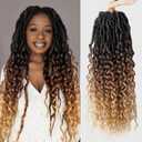 18 inch Soft Locs Crochet Hair Pre Looped 6 Packs Faux Locs Crochet Braids Goddess Locs Crochet Hair for Women Black Natural Wave Braids Hair Extensions(18inch, 1B)