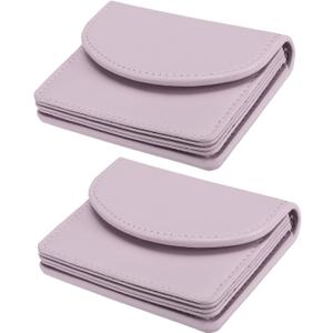 uxcell PU Leather Business Card Case, 2Pcs Business Name Card Holder Wallet with Magnetic Shut Pocket Holder for Women Credit ID Card, Purple