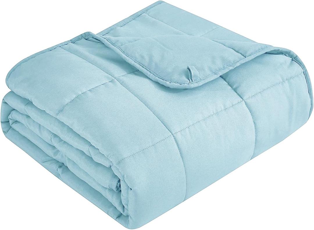 Topcee Weighted Blanket for Adults (15 lbs, 48" x 72") Twin Size Soft Cooling Heavy Blanket Sleeping, Apply to 130-160 lbs Body, Thick Breathable Blanket with Glass Bead, Easy Care (05-light Blue)