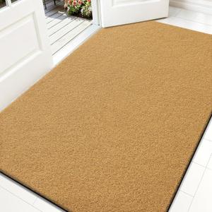 OLANLY Front Door Mat, Low Profile Doormat, Stain and Fade Resistant, Easy to Clean, for Indoor and Outdoor Entrances, Patio Porch or Entryway, Brown (35x23 Inch, Plain Brown)