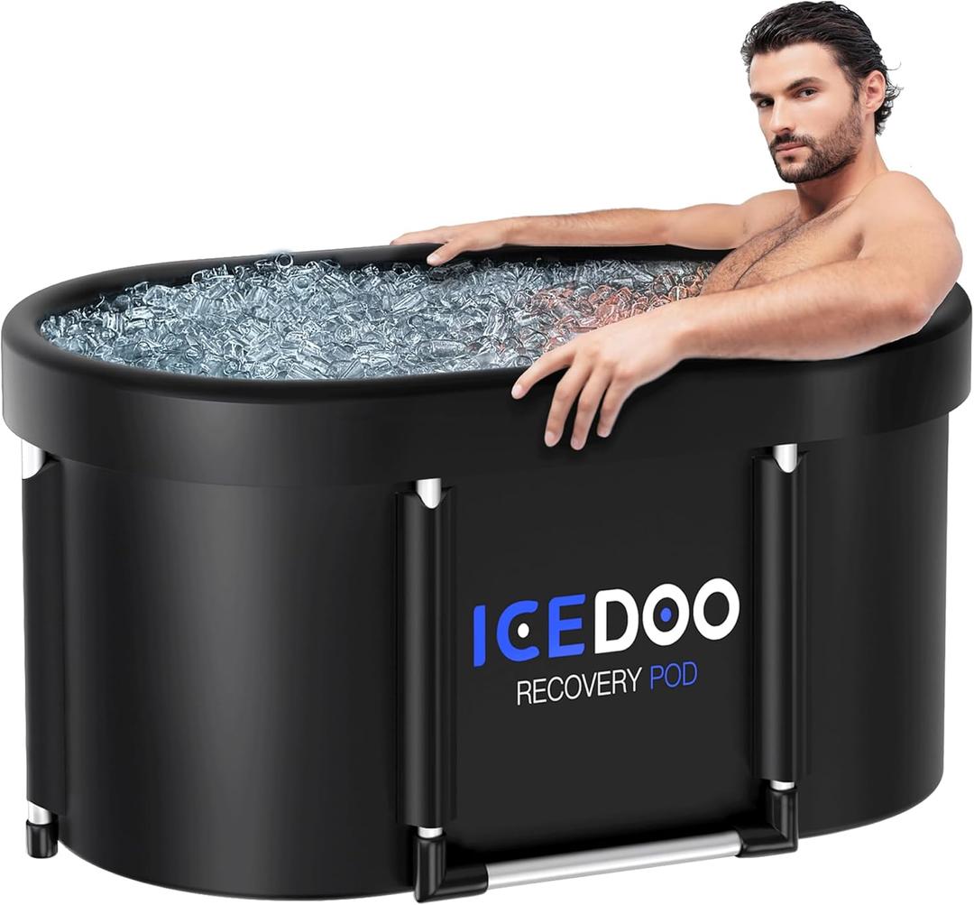 XL 139 Gal Upgrade Oval Ice Bath Tub - 6-Layer Portable Foldable Bathtub with Cover, Hot & Cold Plunge Tub for Athletes, Home Gym & Outdoor Recovery