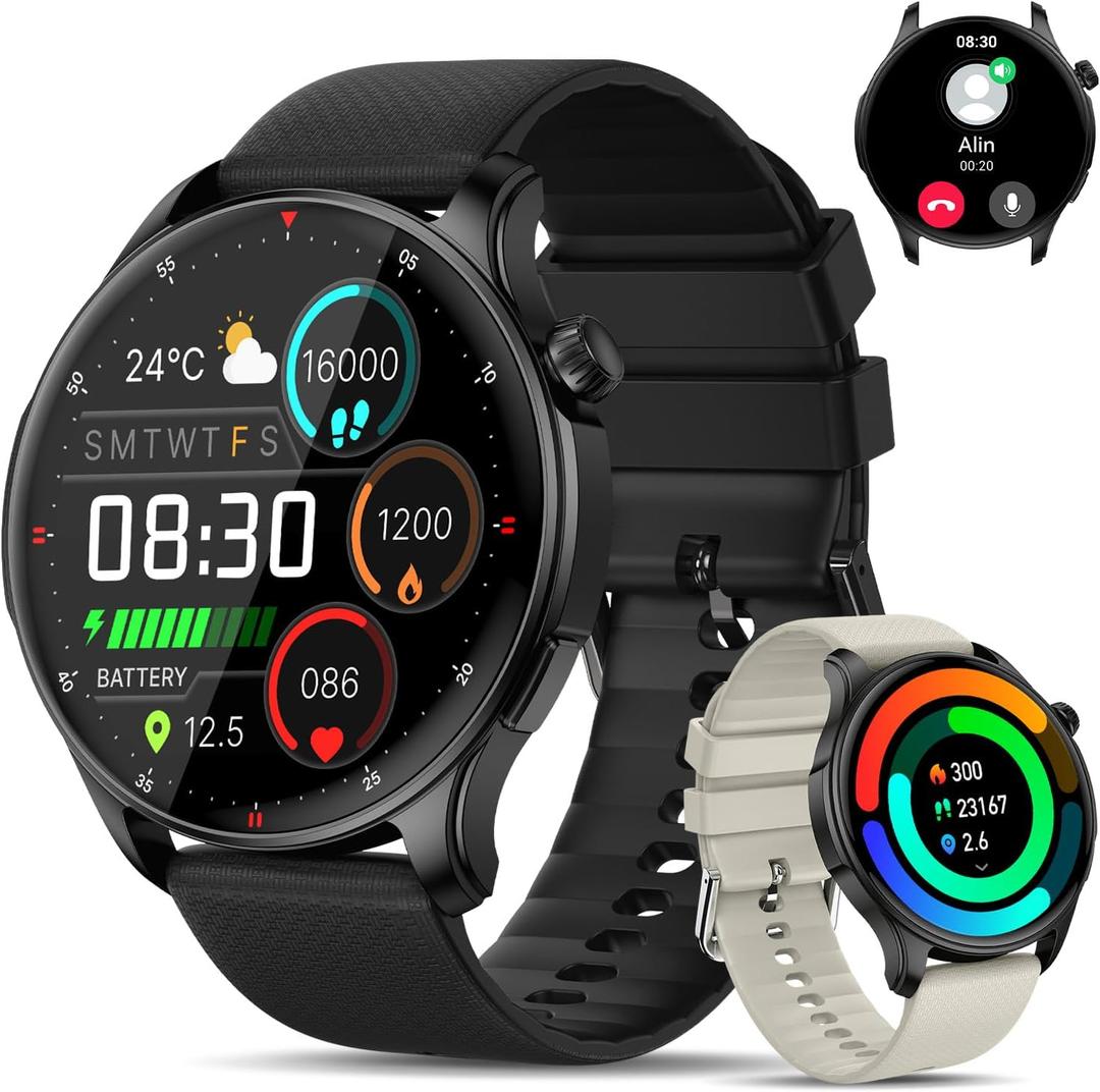 Smart Watch for Men Women Fitness: Waterproof Make Answer Call Smart Watches for Men Running Smartwatch for Android/iPhone Samsung Compatible Digital Mens Watches Activity Pedometer Heart Rate Monitor (Black)
