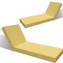 L'AGRATY Outdoor Lounge Chaise Cushion: 72x21x3 Inch Waterproof Lounge Chair Cushion for Outdoor Furniture with Fade Resistant Removable Cover - Patio Lounge Cushions for Pool Lawn Deck(Khaki 2Pcs)