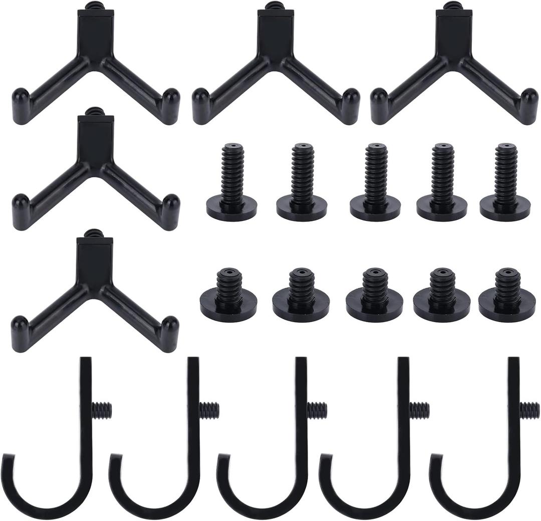 BOXOB 20pcs Tool Hooks for Suncast/Craftsman, V & J Shape Storage Shed Hooks with 10 Long & Short Screws Tool Hanger Garage Wall Organization for Shed Shelves Accessories Shovels Rakes Organizer