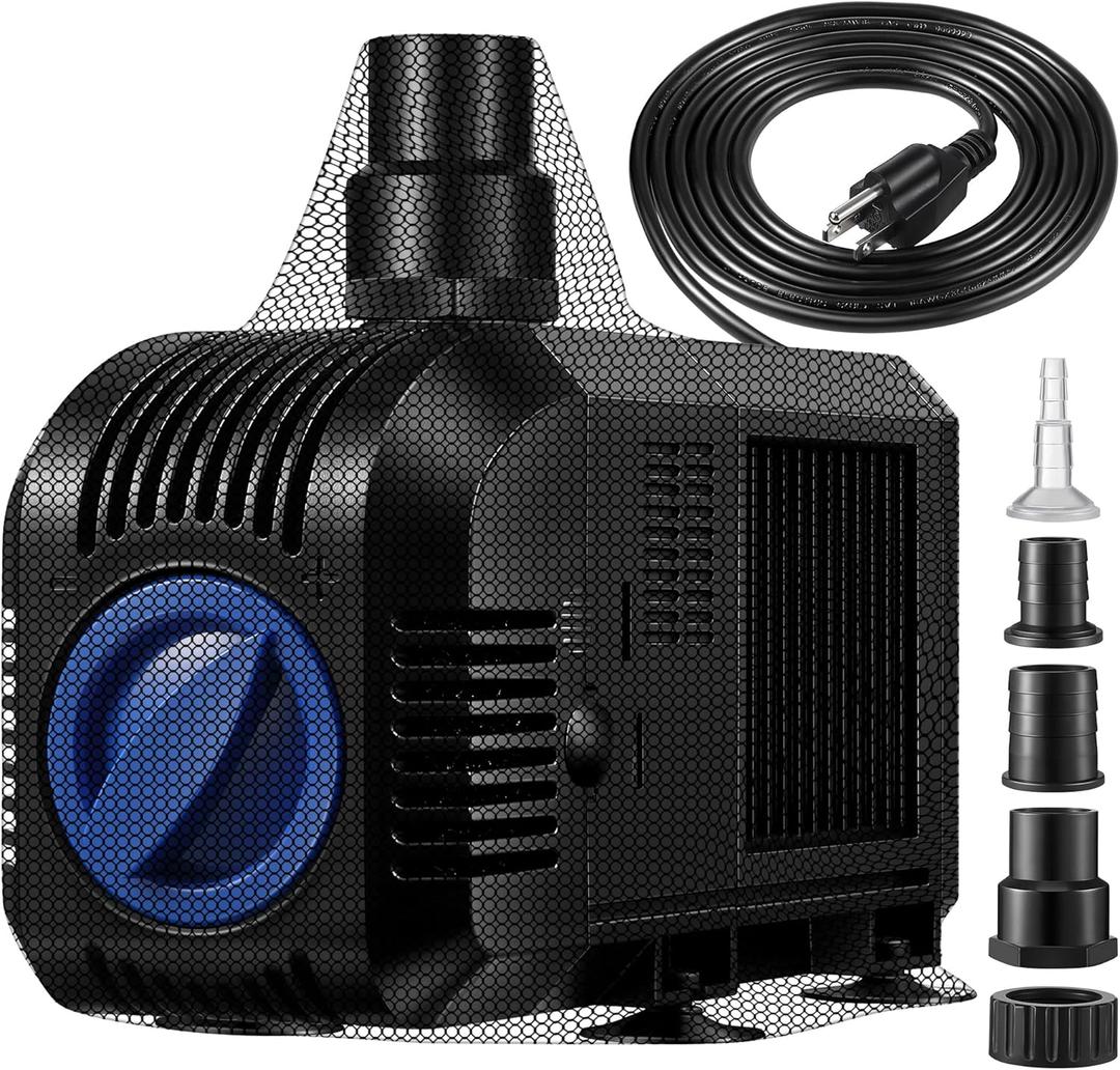 1600GPH Submersible Water Pump, 100W Electric Waterfall Water Fountain Pump, Pond Pump Kit for Garden Pool Fish Aquarium Tank