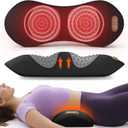 3-in-1 Electric Back Massager Pillow with Heat, Vibration and Traction, Triple Fusion Lumbar Support Massager for Bed or Chair, Designed for Rest, Relaxation and Everyday Use