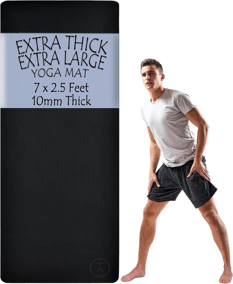 Tatago Extra Thick Yoga Mat Wide & XL-Our 10mm Extra Large Yoga Mat Thick Extra Wide And Long For Total Joint Cushioning. A Large Exercise Mat Thick And Perfect For Home Workout Pilates Or Studio.