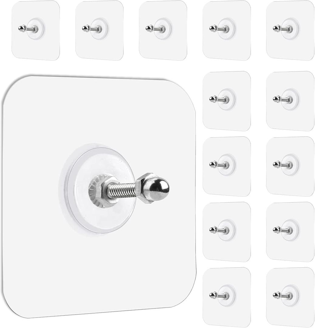 14 Pcs Wall Hooks Adhesive Picture Hooks,Heavy Duty Picture Hangers Without Nails for Hanging Transparent Waterproof Frame Hangers Sticky Hooks for Bathroom Kitchen14mm