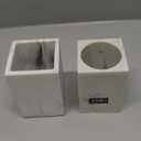 AMG Bath Collection Marble Bathroom Accessories Set – 2-Piece Marble Holder Set, Square and Round Toothbrush Tumbler Holders for Bathroom Countertop, White Marble Finish