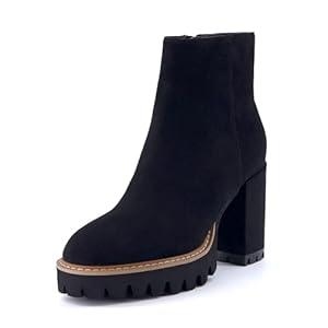 CUSHIONAIRE Women's Ringo platform heel boot +Memory Foam, Wide Widths Available (Black), Size 8.5