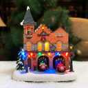 MOMENTS IN TIME Lighted Fire Station Christmas Village 12 Animated Building with LED Lights, 8 Classic Songs & Moving Fire Trucks Power Adapter Included Gift Ready Dcor Holiday Display Piece (20152)