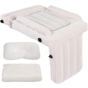 Luxury Toddler Airplane Bed  Travel Bed Seat Extender for Kids with Carry Bag, Air Pump, Pillow & Blanket  Portable Toddler Air Mattress, Travel Essentials for Airplane Seats (Beige)