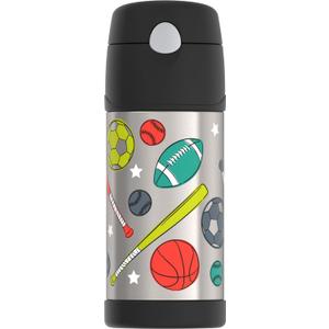 THERMOS FUNTAINER Water Bottle with Straw - 12 Ounce, Sports - Kids Stainless Steel Vacuum Insulated Water Bottle with Lid
